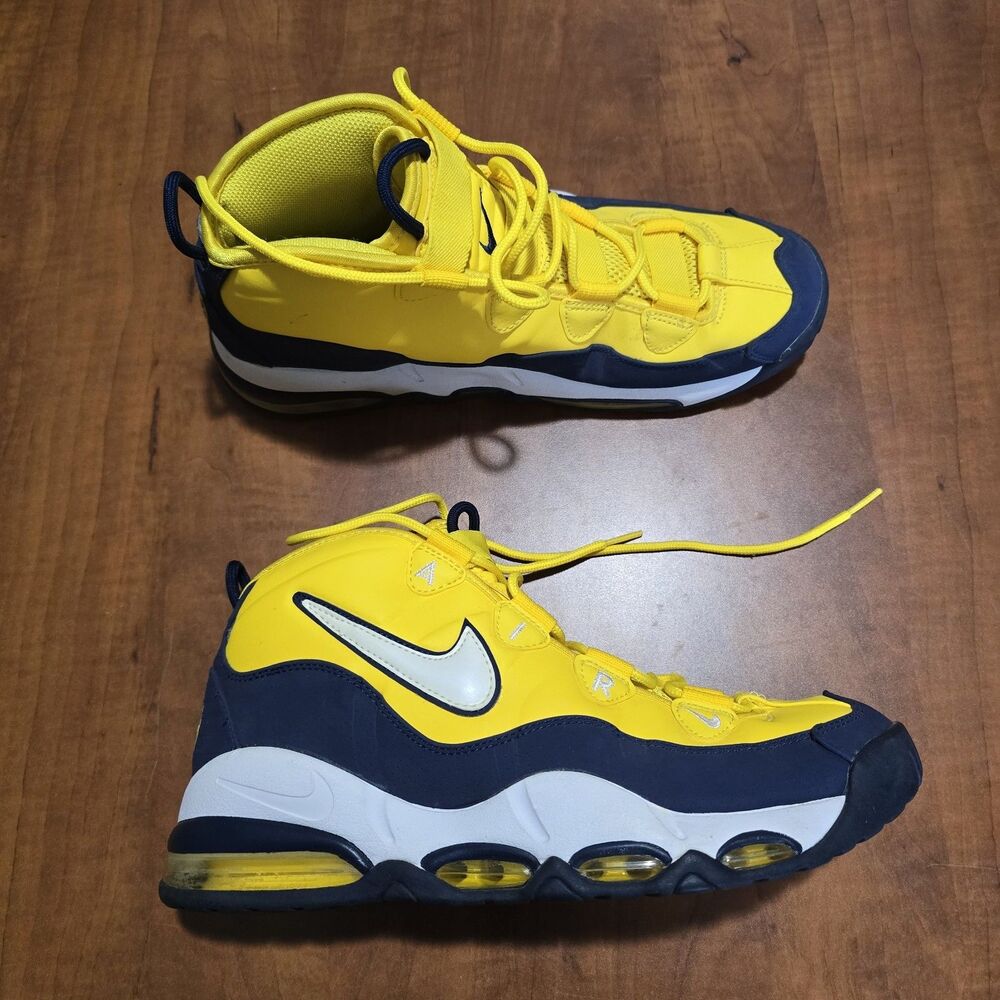 Nike Air Uptempo House Of Hoops Michigan Maize And Blue Lace Up Sneakers 10.5 - Picture 2 of 8